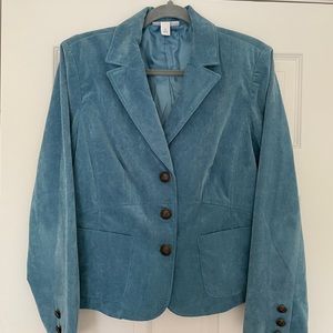 Vintage blue corduroy single-breasted blazer